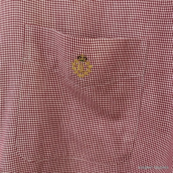 Ralph Lauren Red Button Down Shirt XL Long Sleeve Green Label Gold Crest Logo - Picture 4 of 9